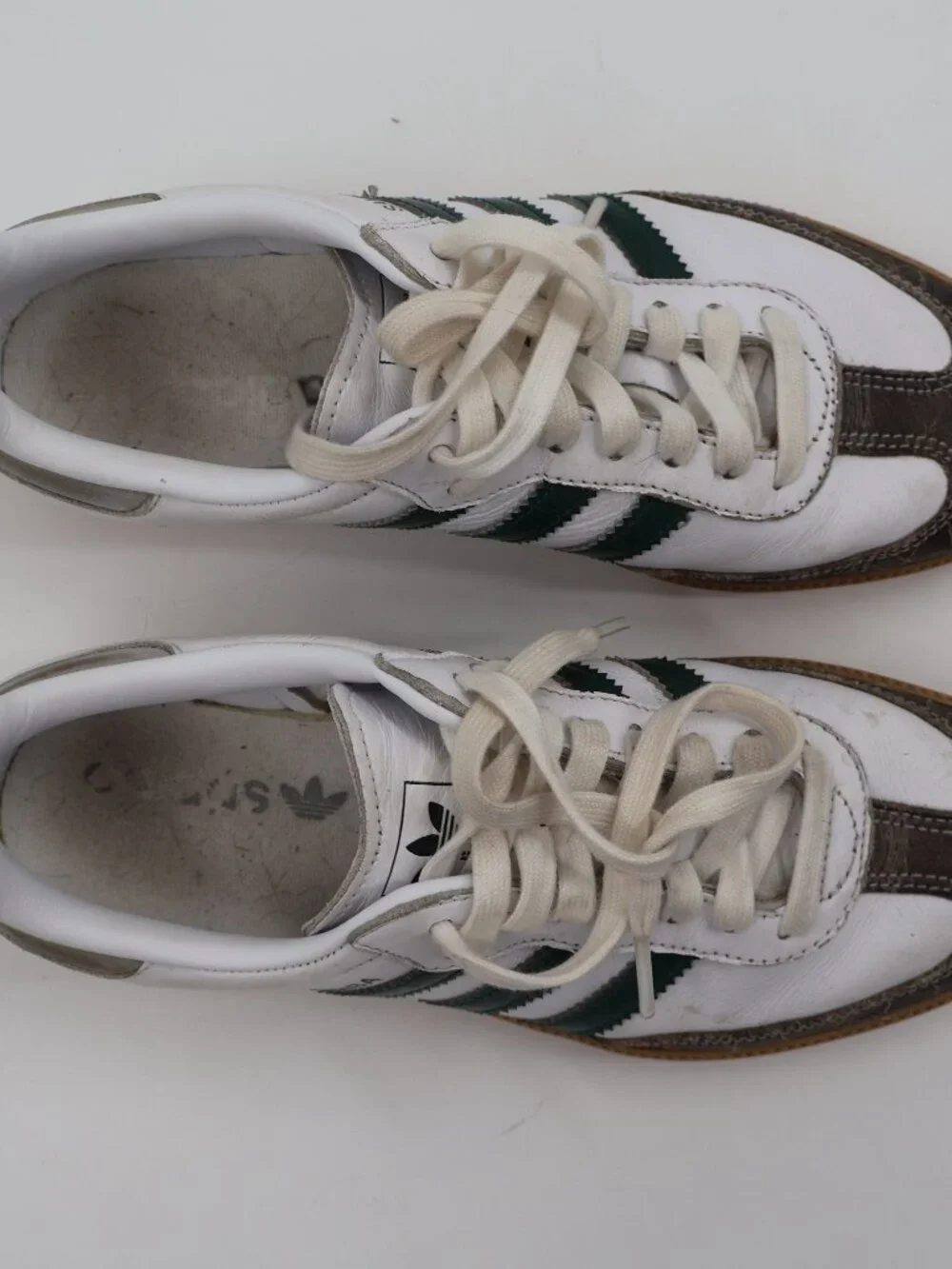 Adidas Samba Sneakers Mens 7.5 White‎ Green Gum Cracked Leather JI2724